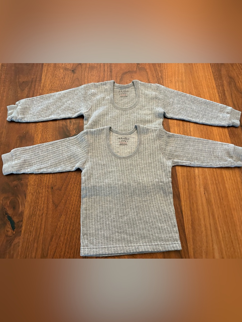 Kids' Grey Thermal L/sleeve base layer  tops 2T